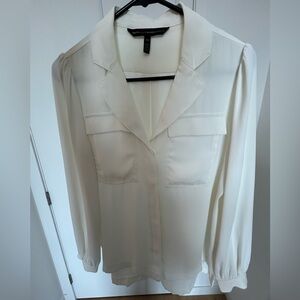 White House Black Market Cream Button Down Shirt